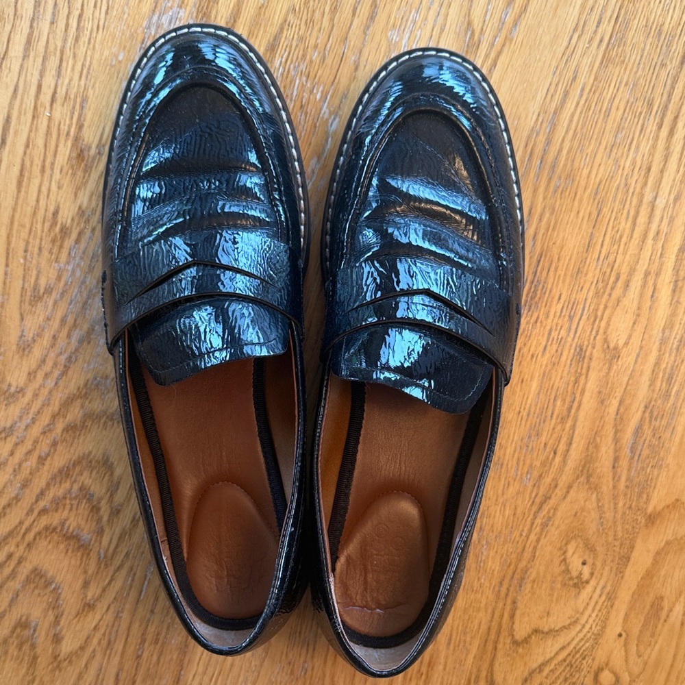 Franco Sarto black leather chunky loafer